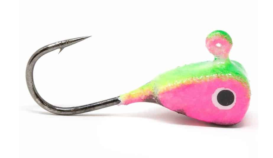 Tooth Shield Tackle UV Glow Tungsten Ice Fishing Jigs 5-Pack Crappie Perch Bluegill Panfish Jig 5mm (Freckled watermelon)